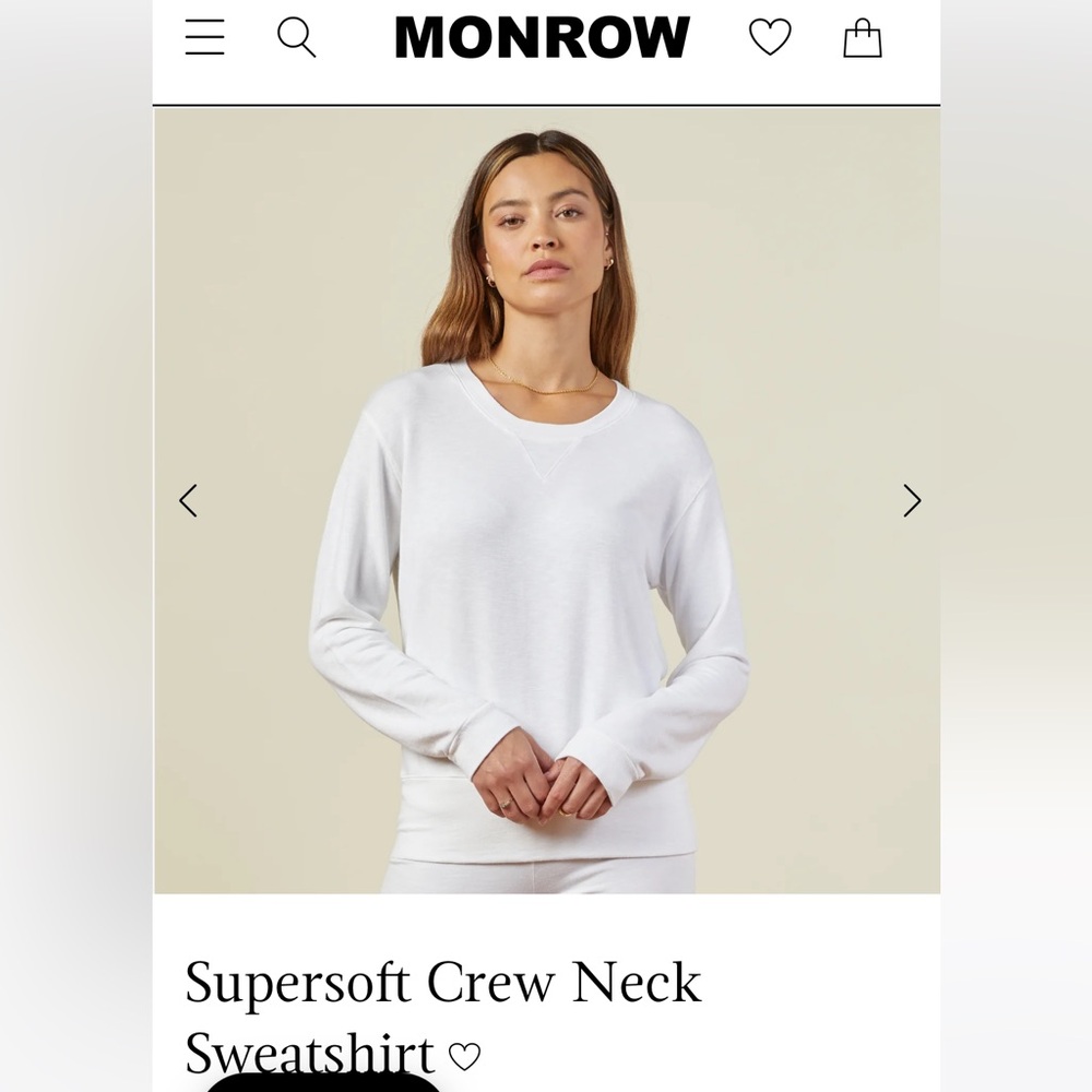 Monrow Supersoft Crew Neck Sweater shirt in pink/grey